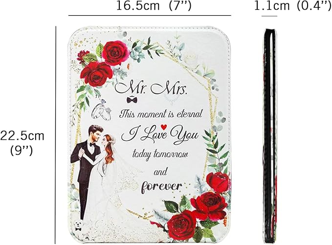 Large Folding Mirror Portable, Travel PU Makeup Adjustable Rectangular Ultrathin Vanity Mirror with Stand Rounded Corners, for Wedding, Travel, Camping, Home 7x9 Inches