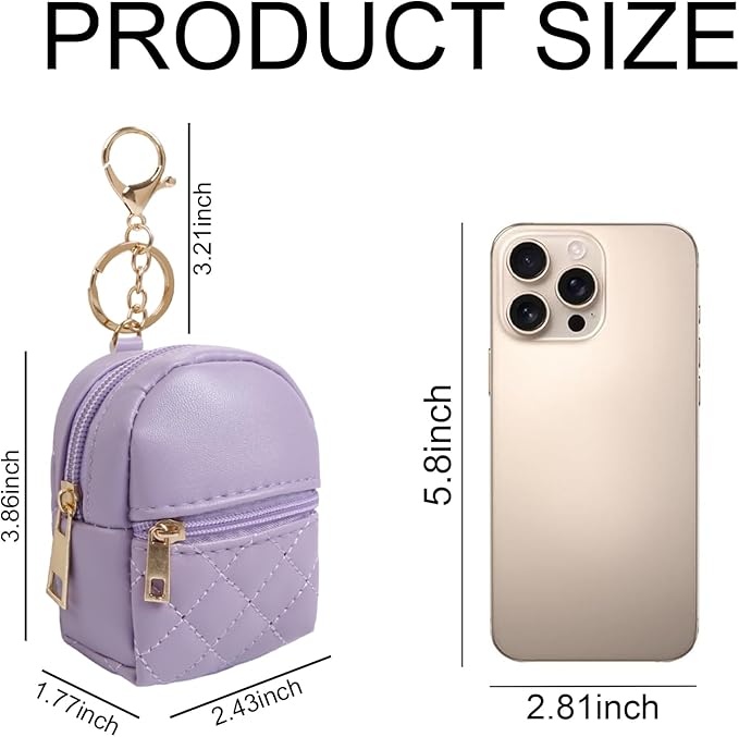 4Pcs Mini Backpack Keychain,Cute Cosmetic Bag for Women Christmas Gifts for Grandkids,PU Leather Makeup Bag Key Pocket Lipstick Bag Birthday Gifts for 4 5 6 7 8 9 10 11 12 Year Old Girls