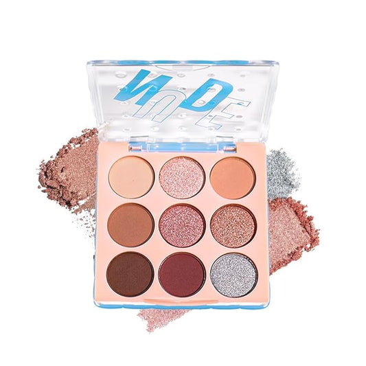 High Pigment 9-Color Nude Brown Eyeshadow Palette – Matte, Shimmer & Glitter Shades Eye Shadow Kit, Long-Lasting Warm Neutrals for Soft Glam & Daily Wear,Blendable Travel-Friendly-Caramel Bronze