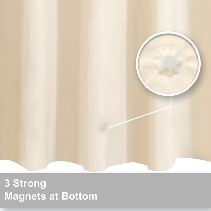 Barossa Design 54W x 78H Stall Shower Curtain Liner Beige - Waterproof Lightweight PEVA Plastic Shower Liner with 3 Magnets & Metal Grommets - Beige