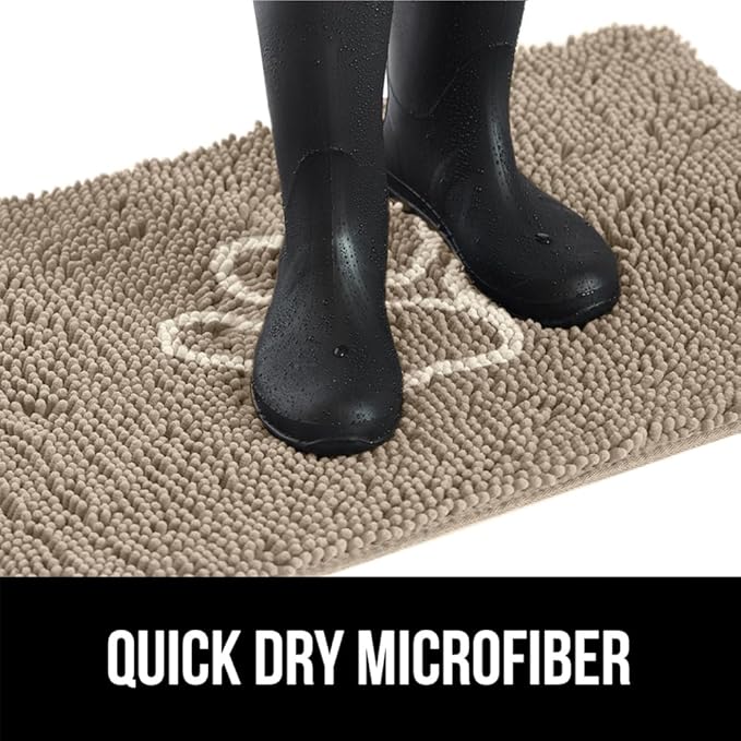 GORILLA GRIP SoakSTOPPER Dog Door Mat, 36x24 Machine Washable Rug Absorbent Doormat Captures Moisture Mud Dirt, Quick Dry Soft Chenille Entryway Rugs Indoor Entrance Mats for Dog Paws, Beige Ivory