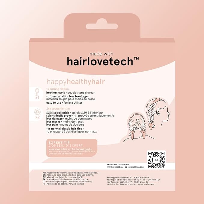 invisibobble Heatless Curl Set - No Heat Curlers With Velvet Band for Overnight Use - Hair Curler for Heat-Free Bouncy, Natural Waves on Medium to Long Hair