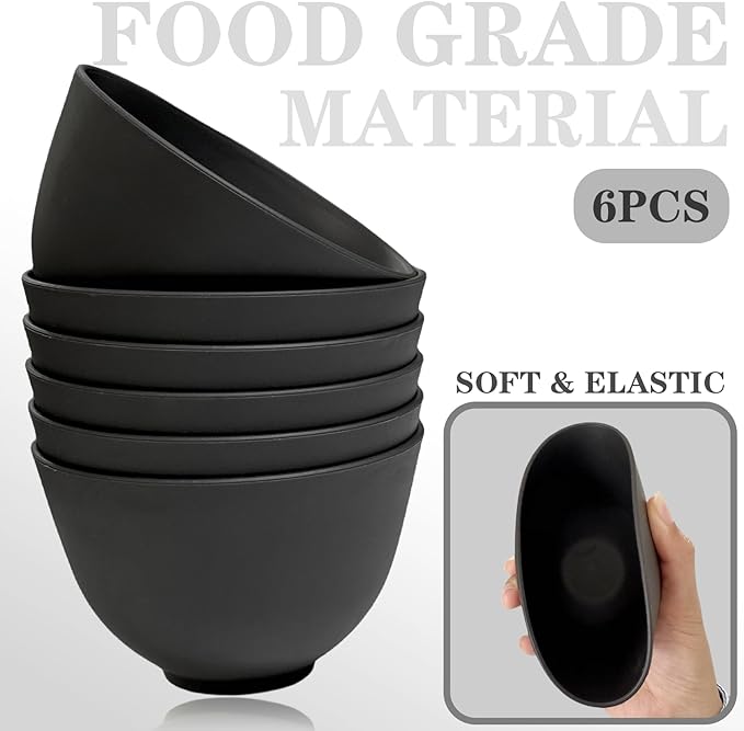 9Pcs Silicone Facial Mask Bowl DIY Face Mask Mixing Bowl for Facials Home Salon Spa Skin Applicator Bowl with Stir Sticks, Black