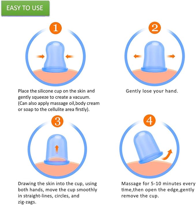 500-miles Cupping Therapy Sets 7Pcs Silicone Anti Cellulite Cup Vacuum Suction Massage Cups Facial Cupping Sets Body and Face Massager for Adults Home Use (Blue)
