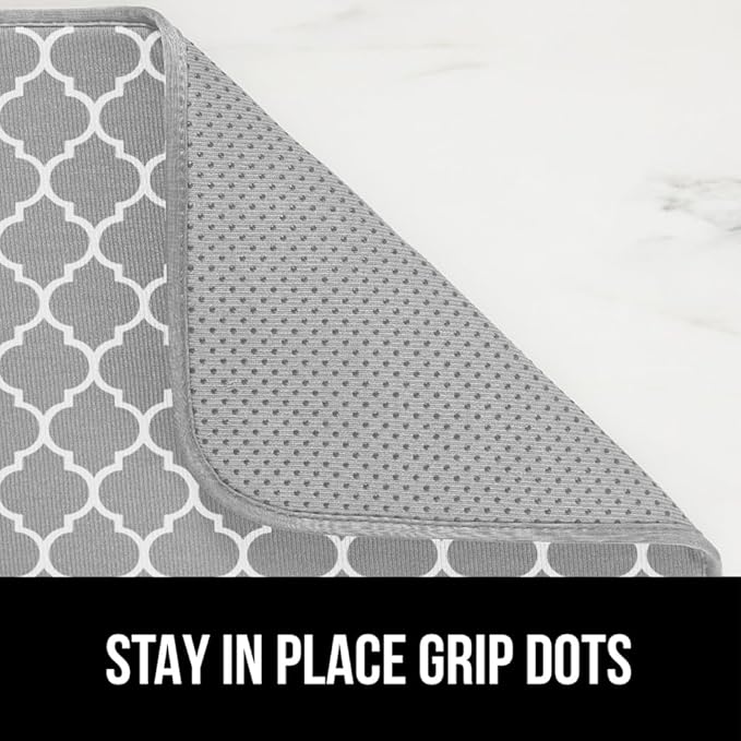 GORILLA GRIP Ultra Water Absorbent Microfiber Dish Drying Mat, Quick Dry Thick Mesh, Slip Resistant Pad for Sink Dishes or Under Rack, Kitchen Counter Accessories, 16x18, Machine Wash Mats, Quatrefoil