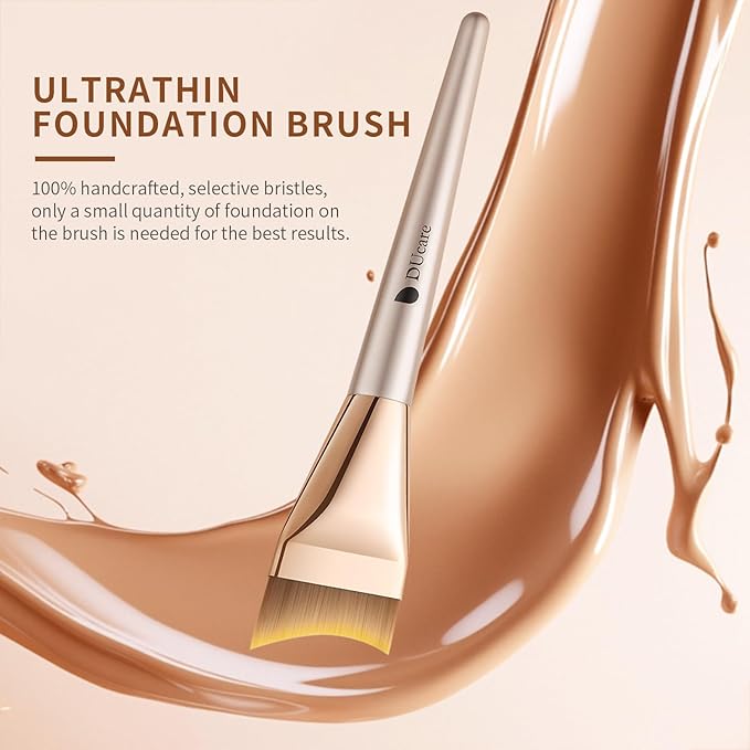 DUcare Flat Foundation Brush for Liquid Makeup, Soft and Fish Tail Shape Bristles for Seamless Application, Ideal for Liquid Foundation Cream