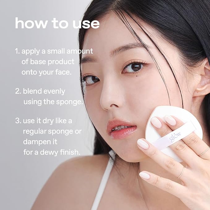 glow more mini cloud sponge 3EA | featuring skin-friendly rubycell | puff-shaped sponge that effortlessly simplifies makeup application, perfect makeup sponge for quick and even application, 0.06 lbs