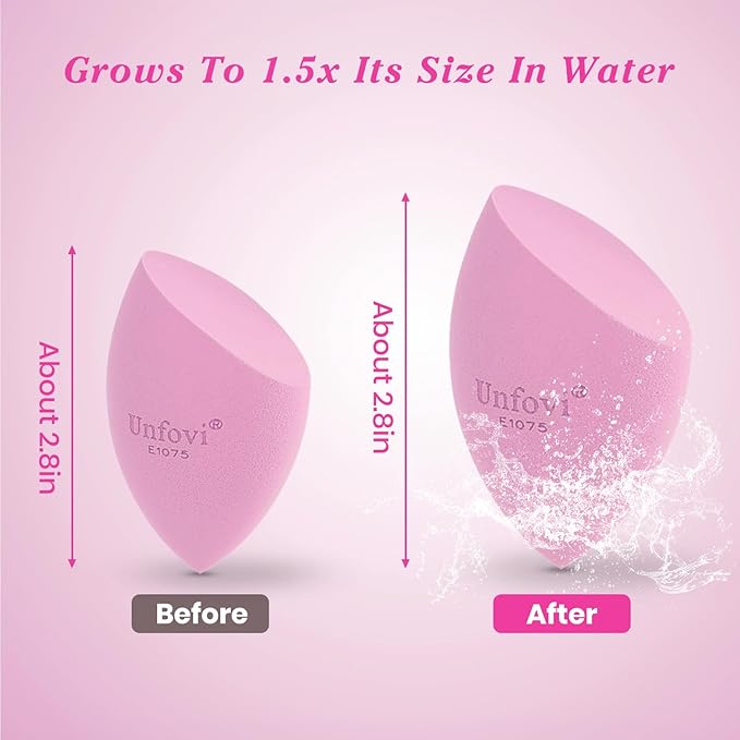 Makeup Sponge Set (4 Shapes 7 pcs) - Latex-Free Blending Sponge for Liquid, Cream & Powder, Soft Reusable Beauty Sponge for Wet/Dry Application, Face Foundation Blender (Pink)
