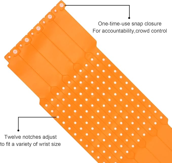 100pcs Colored Vinyl Wristbands, Waterproof Wristbands, Security Wrist Bands, Event Wristbands for Bar Club Festival Music Meeting, Pool Parties,Outdoor Sports (Color : Orange)