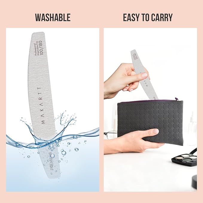 Makartt Nail File, 100/180 Grit Nail Files for Natural Nails, Professional Strong Emery Boards for Nails Doubled Sides Washable Fingernail Files Manicure Tool Set(Zebra-2pcs Trial Set)