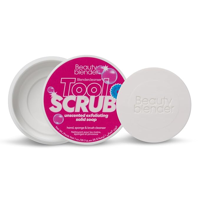 beautyblender Blendercleanser Tool Scrub Solid Cleanser – Unscented Scented Makeup Sponge & Brush Cleansing Bar – Hand, Sponge, and Brush Cleanser, Removes Makeup & Buildup, Travel-Friendly, 1 oz