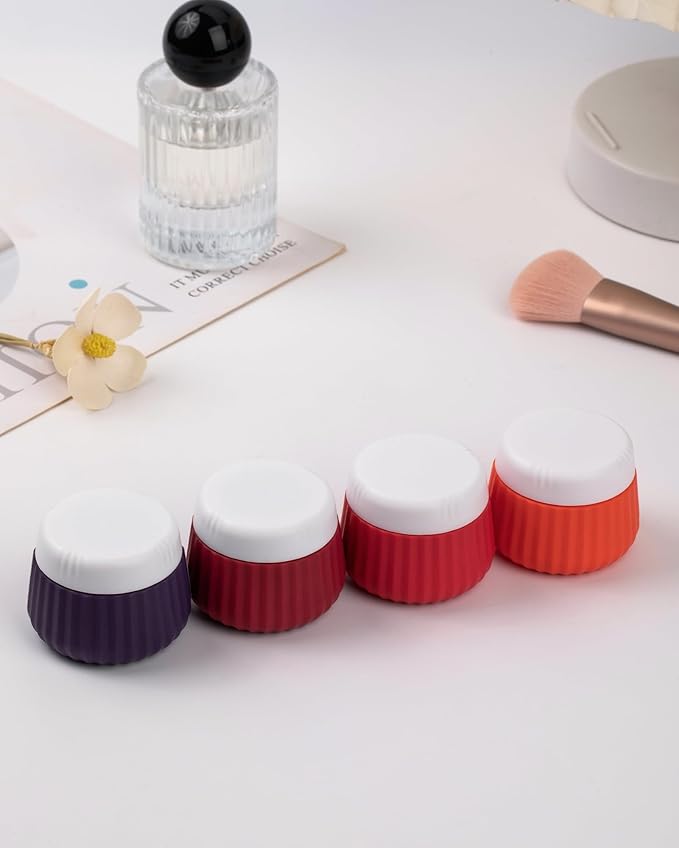 4 Pack Travel Size Toiletries, TSA Approved Silicone Jars, Leak-Proof, Wide Opening, Portable with Clear Bag