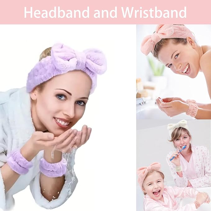 musejoy Skincare Face Wash Spa Headband and Wristband Set Quilted Makeup Bag Blank Cards Gifts for Women and Teen Girl Gifts Trendy Stuff spa headband and wristband set