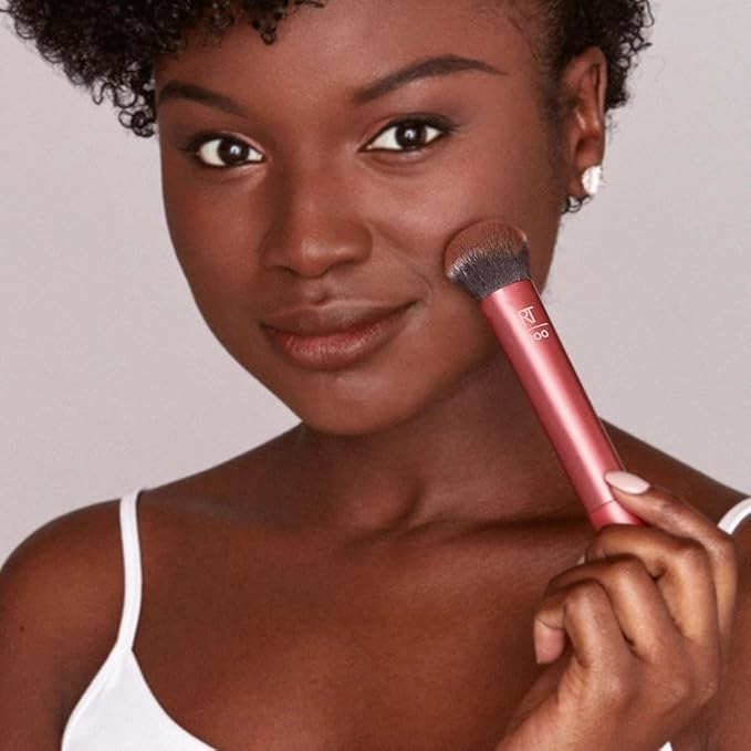 Real Techniques Professional Foundation Makeup Brush for Even Streak Free Application, Orange, (Pack of 4)
