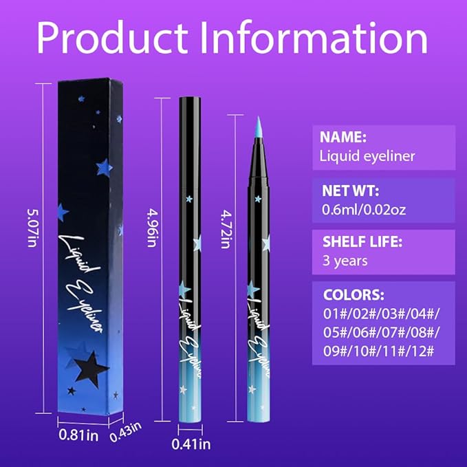 evpct Sky Blue Matte Liquid Eyeliner Waterproof Smudge Proof, Blue Eye Liner Liquid Liner for Face Body Paint, Long-lasting Eyeliner Waterline Thin Quick-dry Eyeliners Pencil Eye Makeup Stay all Day