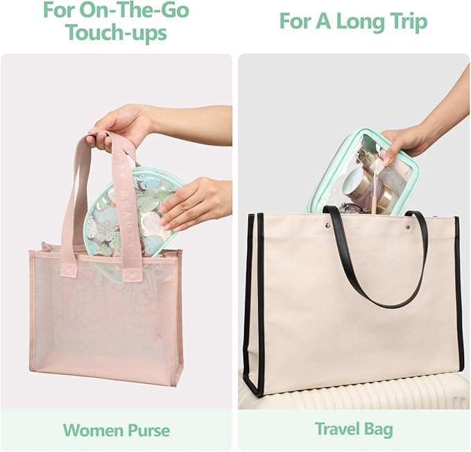 PACKISM Clear Makeup Bag - TSA Approved Toiletry Bag for Carry-on & Checked Luggage, Water Resistant Car Storage Organizer with Reinforced Seams