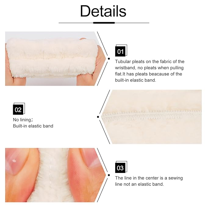 WHAVEL Face Washing Wristbands (6 Pairs), Absorbent Spa Wristbands for Washing Face Sweatband Wash Bands, Prevent Liquid from Spilling Down Arms