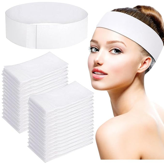 200 PCS Disposable Hairband for Women, Non-woven Fabric Spa Headband for Makeup, Travel, Securing Hair during Facial