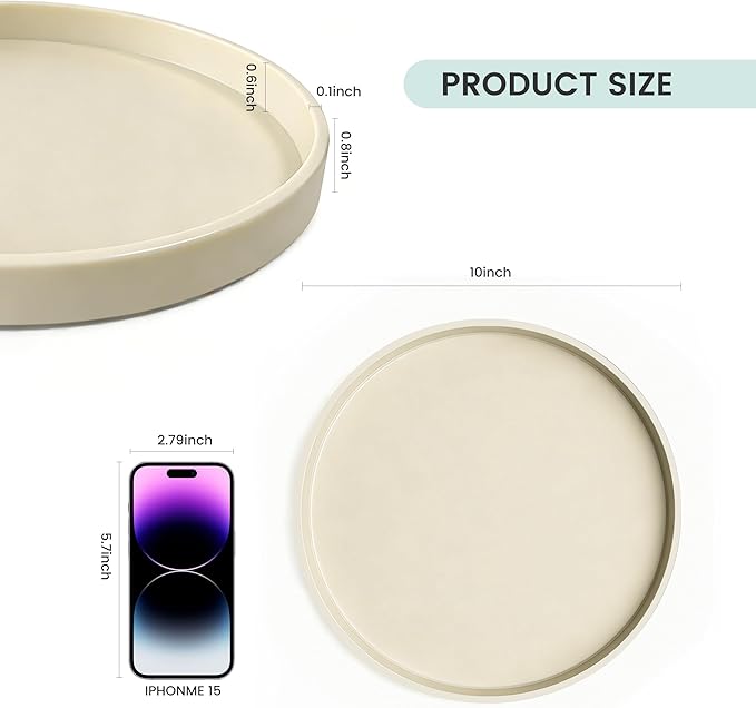 2 Pack 10" Bathroom and Vanity Tray, ABS Bathroom Counter Organizer， Coffee Table Decor for Perfume, Candles, Keys &More. Kitchen Countertop Organizer, Decorative Tray Soap Holder, Yellow