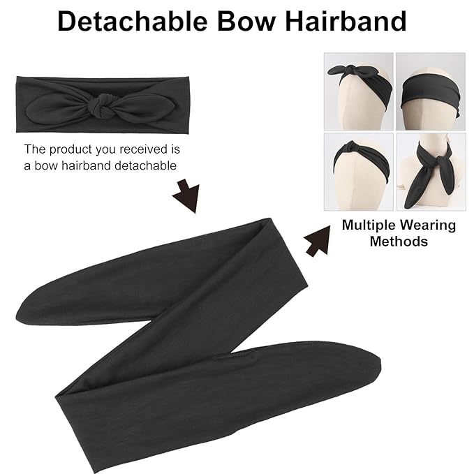 DRESHOW 4 Pack Adjustable Knotted Headbands Non Slip Elastic Yoga Hair Bands Solid Colors Headbands for Women and Girls
