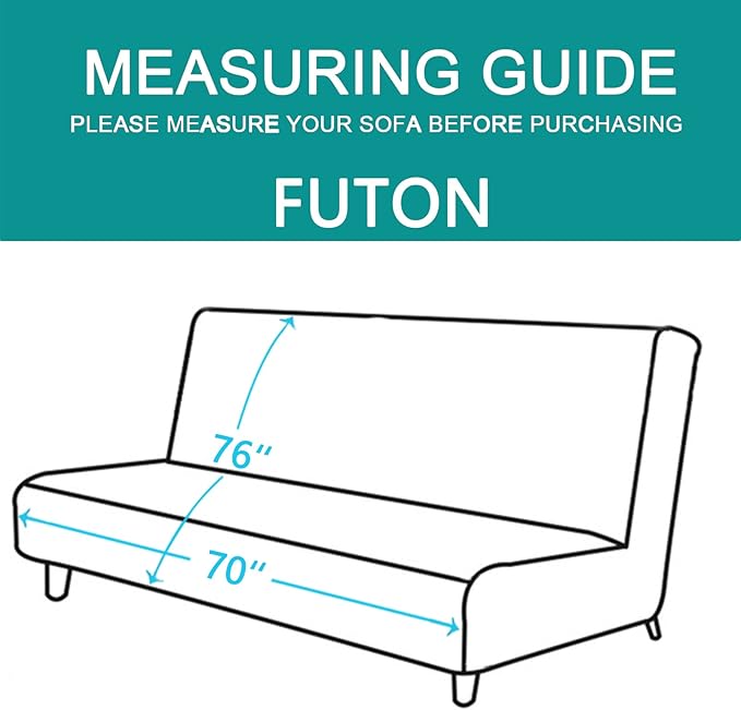 U-NICE HOME Futon Sofa Covers Reversible Sofa Slipcover Armless Cover Furniture Protector Couch Cover Water Resistant (Futon, Beige/Beige)