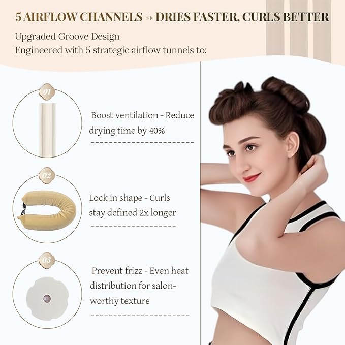 Heatless Hair Curler Heatless Curls Overnight Heatless Blowout with Luxury Cloth Bag Silk Scarf, Curling Rod Headband to Sleep in No Heat Curling with (Gold, 3Rods)