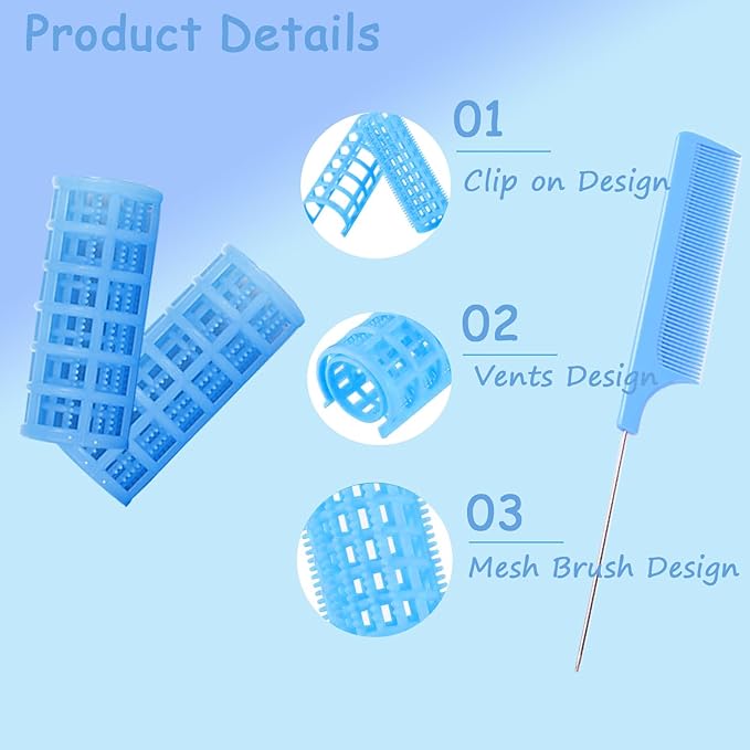 24PCS Plastic Snap-On Self-Grip Heatless Hair Curlers Set, 2.0cm/0.8in - Hairstyling Tools for DIY or Salon