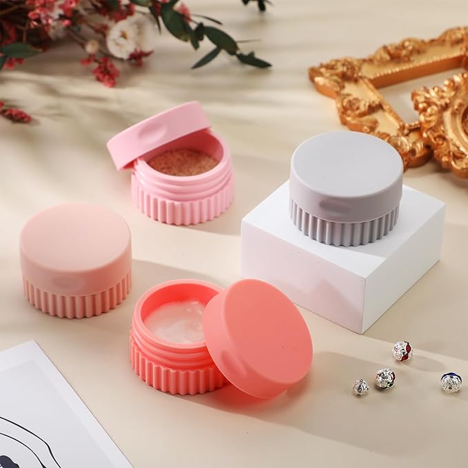 Maxcheck 4 Pcs Travel Containers for Toiletries 0.68 Oz/20 ml Small Silicone Cream Jar with Lid Mini Leakproof Lotion Jar Refillable Travel Cosmetic Container for Face Body Skin Cream (Elegant Color)