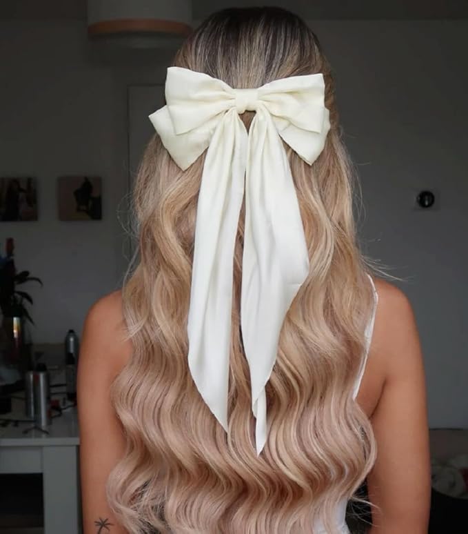 Hair Bows for Women Girls 8 PCS Hair Ribbon Bow Hair Clips with Long Tails Vintage Hair Accessories for Women