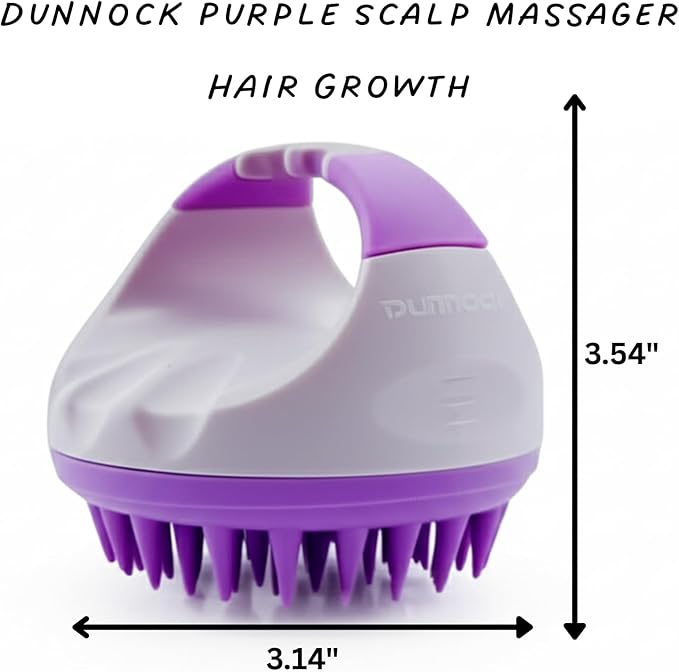 Dunnock Manual Scalp Massager & Shampoo Brush (Purple) – Designed to give You a Salon-Like Scalp Treatment at Home Turn Every Wash Dandruff Comb Into a Spa Experience Scalp Stimulator.