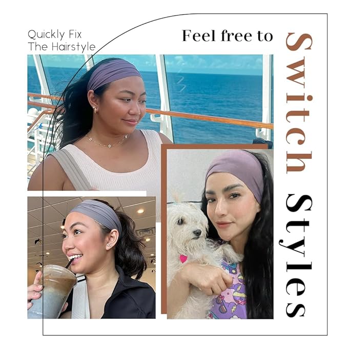 Wide Headbands for Women Non Slip, Fabric Head Bands for Women's Hair, Nurse Headbands for Women, Fashion Winter Hair Accessories, 12 Solid Colors