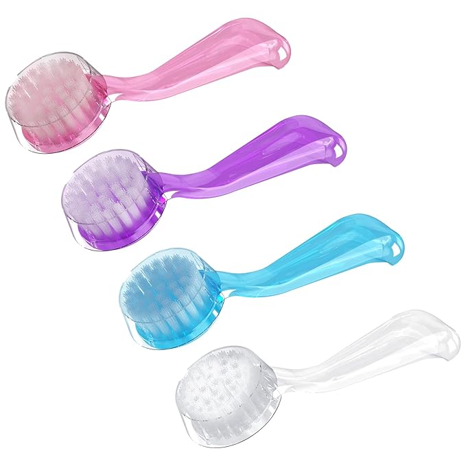 Round Head Nail Brush with Cover, 12 Pieces Fingernail Brush with Handle Grip, Multicolor Nail Brushes for Cleaning, Nail Scrub Brush for Toes and Nails Cleaner Men and Women