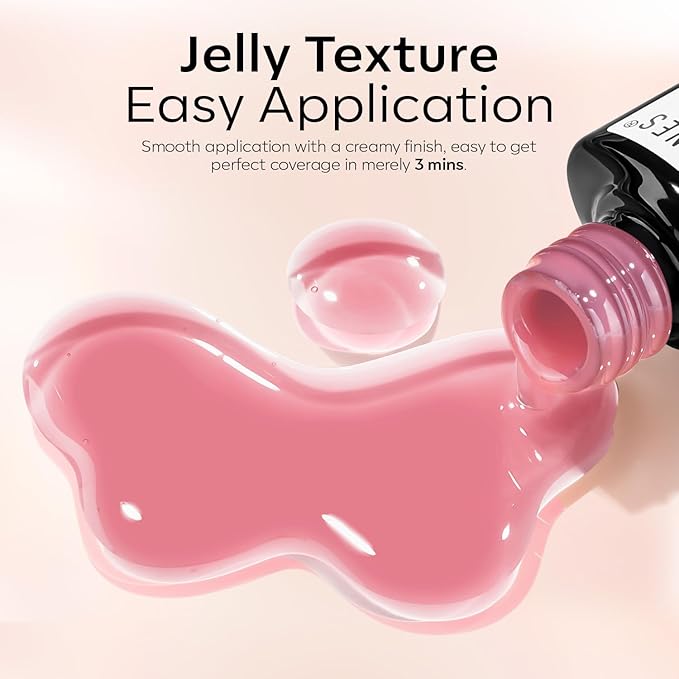 modelones Gel Nail Polish Set, 6 Colors Jelly Gel Polish White Nude Pink Neutral Translucent Nail Polish Soak Off LED Lamp Cured Soapnails Manicure Salon DIY Girl Women Gift