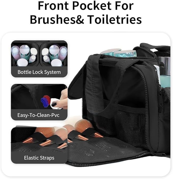 Puffer Travel Toiletry Bag – Large Capacity 11.8”L Makeup Organizer, 4 Compartments, Waterproof Wet/Dry Separation, Ultra-Light Taslan Fabric – Ideal for Business Trips, Gym, Family Vacation, Camping
