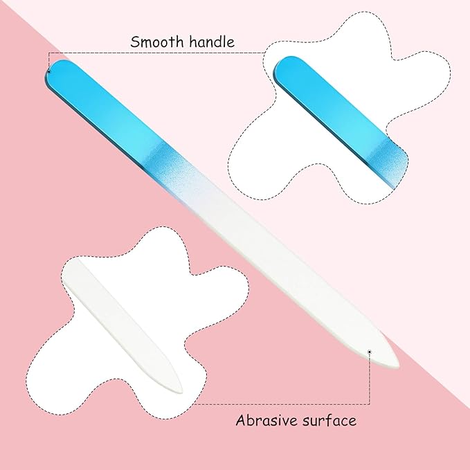 Mudder 12 Pieces Glass Nail Files for Natural Crystal Double Sided Finger Nail Files with Cases for Manicure Women Care(Assorted Color)