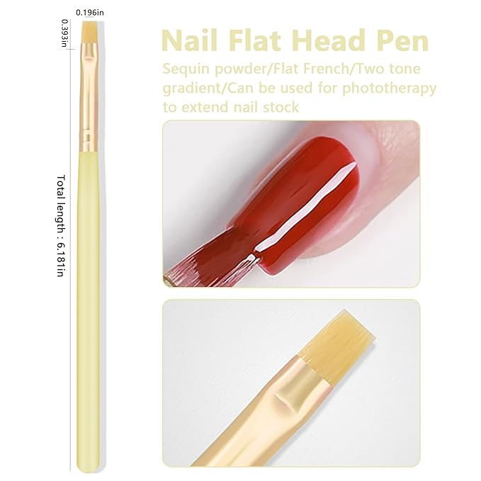 SILPECWEE 5pcs Acrylic Nail Brush Set Macaron Color Nail Art Brush Detail Liner, French Tip, Cleaning Fingernail, Gel Builder, Nail Design Brushes Painting Pen Manicure Brush Tool
