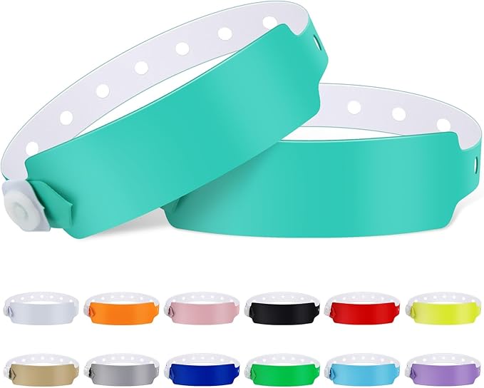 100pcs Colored Vinyl Wristbands, Waterproof & Security Wrist Bands for Events, Pool Parties & Outdoor Sports (Color: Water Green)