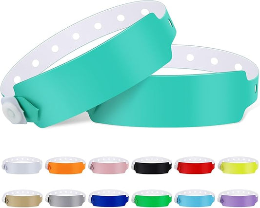 100pcs Colored Vinyl Wristbands, Waterproof & Security Wrist Bands for Events, Pool Parties & Outdoor Sports (Color: Water Green)