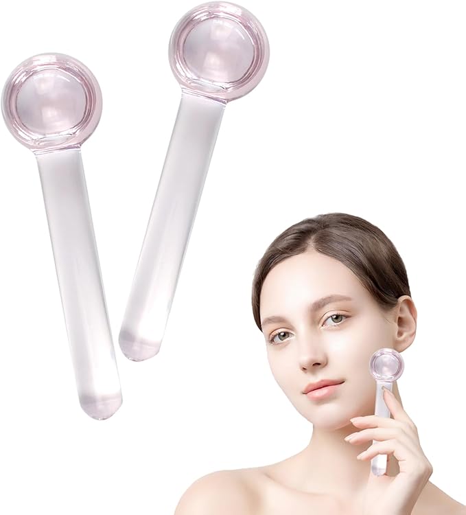 Small Ice Globes for Face 2PCS– for Facials, Skin Tightening & Anti-Aging–Perfect Ice Globes for Reduction of Puffiness & Wrinkles of Face, Neck & Eyes–Pink and Blue (Light Pink)