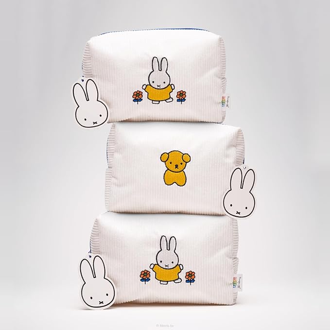 The Crème Shop Miffy Perfect Travel Makeup Bag, Cute Zipper Pouch, Spacious, Durable, Lightweight Cosmetic Organizer, Official Miffy Design, With Hang Tag & Printed Label