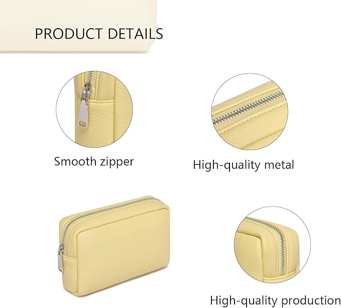 Makeup Bag Large Capacity Women's Classic Black Wash Bag Adjustable Partition Wash Brush and Cosmetic Carrying Bag (Pearl Yellow)