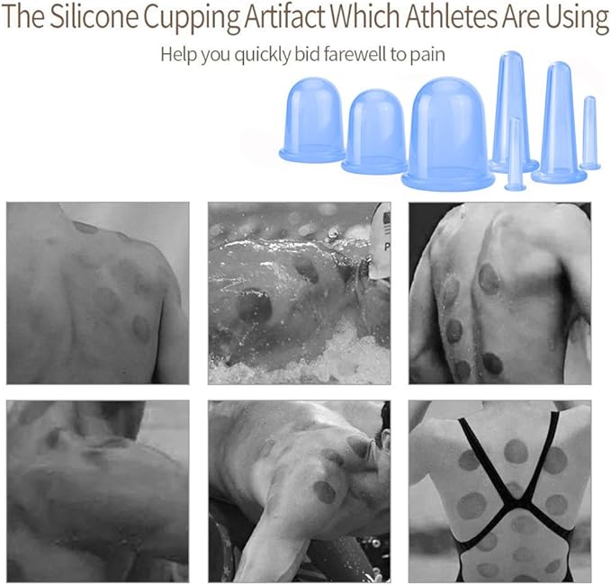 500-miles Cupping Therapy Sets 7Pcs Silicone Anti Cellulite Cup Vacuum Suction Massage Cups Facial Cupping Sets Body and Face Massager for Adults Home Use (Blue)