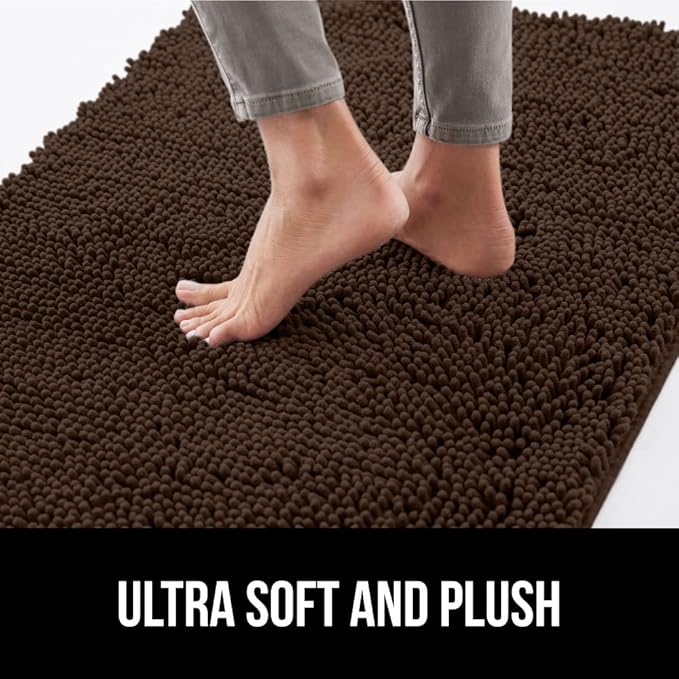 GORILLA GRIP SoakSTOPPER Dog Door Mat, Machine Washable Rug Absorbent Doormat Captures Moisture Mud Dirt, Quick Dry Soft Chenille Entryway Rugs Indoor Entrance Mats for Dog Paws, 24x17 Brown