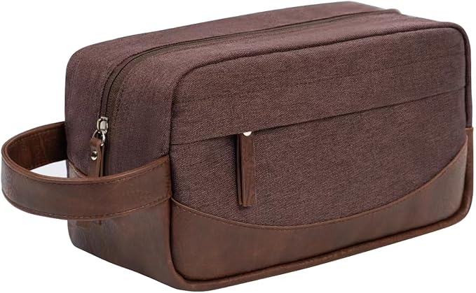Ezday Travel Toiletry Bag for Men and Women, Hanging Toiletry Organizer, Water Resistant Shaving Kit with Large Capacity for Travel Accessories (Coffee, Medium)