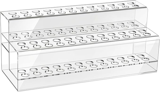 48 Holes Pen Display Stand, Acrylic Pencil Holder for Craft Shows, Clear Makeup Brush Rack, Beaded Eyebrow Art Brush Organizer, Makeup Tool Organizer for School Office Home Retail Store