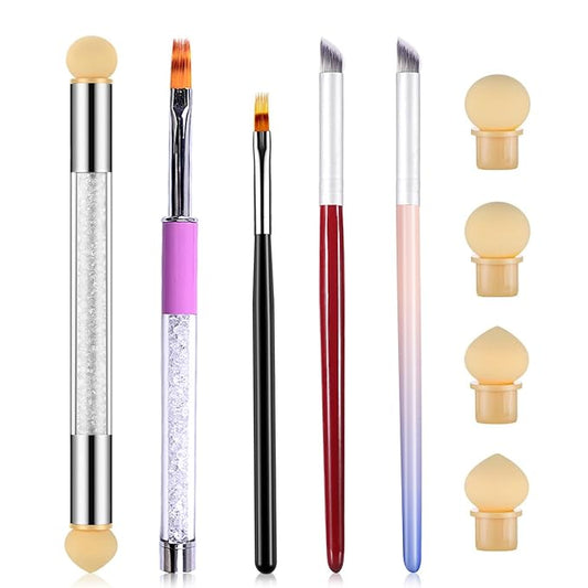 5Pcs Ombre Nail Brush Nail Sponges for Ombre Nail Gradient Sponges AirBrush French Tip Nail Design Brushes Ombre Brush for Gel Nails Painting Nail Polish Pen Manicure Brush Tool