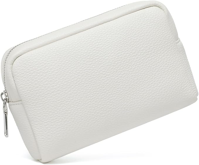 Makeup Bag Large Capacity Women's Classic Black Wash Bag Adjustable Partition Wash Brush and Cosmetic Carrying Bag (Off-white)