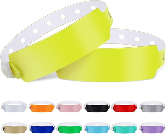 100pcs Colored Vinyl Wristbands, Waterproof & Security Wristbands for Events, Pool Parties & Outdoor Sports (Yellow)