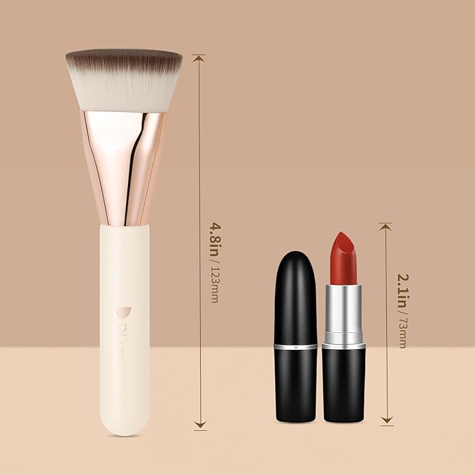 DUcare Foundation Brush for Liquid Makeup, Flat Top Professional Kabuki Brush with Puff Buffing Blending Mineral Powder Large Makeup Face Brush
