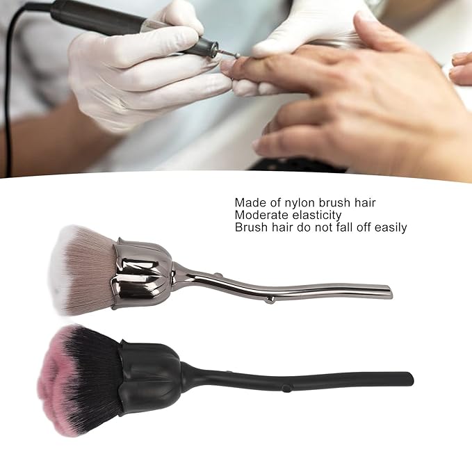 Rose Makeup Brush 2Pcs Soft Nail Dust Brush Face Powder Blush Brush for Daily Makeup and Manicure